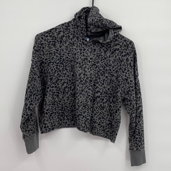 Old Navy Girls Cropped Hoodie Sweatshirt Vintage Raw Gray Oyster L 10-12 crop - Picture 1 of 6